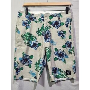 VANS Vanphibian Mens 28" Waist Floral Hibiscus Green Blue Boardshorts/Surf/Swim